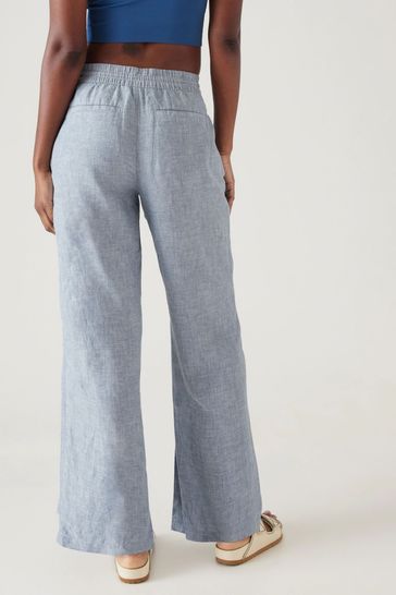 Buy Athleta Mid Rise Wide Leg Linen Trousers from the Gap online shop