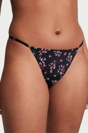 Victoria's Secret Black Floral Thong Knickers