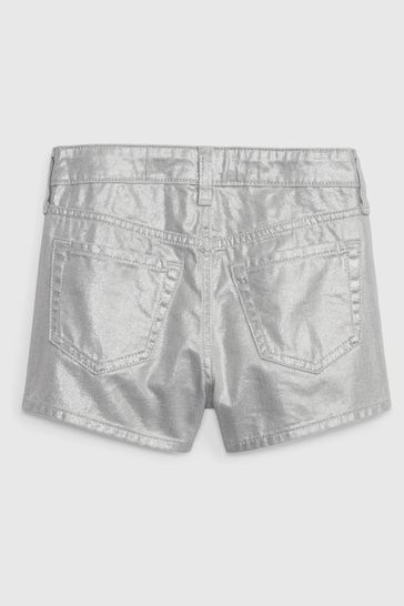 Gap Silver High Rise Metallic Denim Shorts
