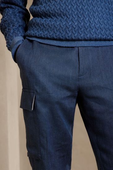 Banana Republic Blue Linen Cargo Dress Trousers