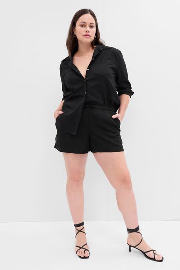 Gap Black Linen Pull On Shorts