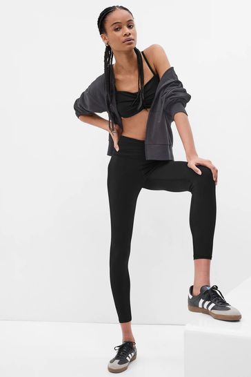 Gap Black Fit Power Low Impact Ruched Sports Bra