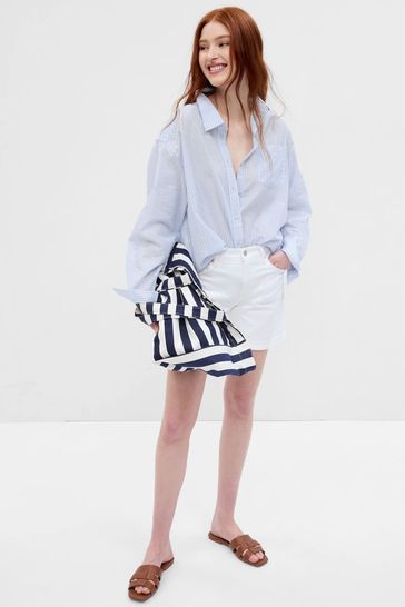 Gap Blue Stripe Oversized Long Sleeve Shirt