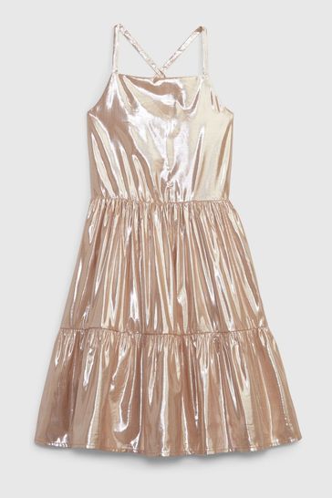 Metallic spaghetti hot sale strap dress