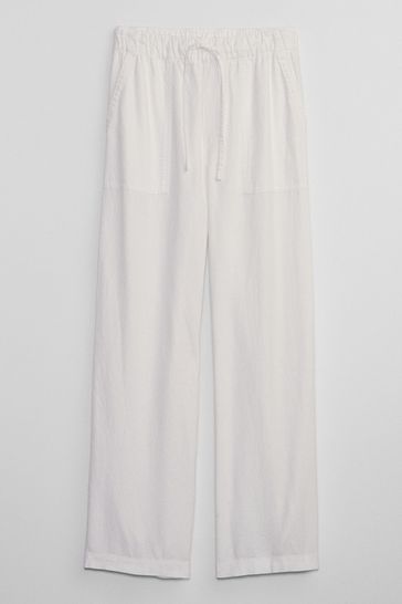 Gap White Wide Leg Linen Trousers