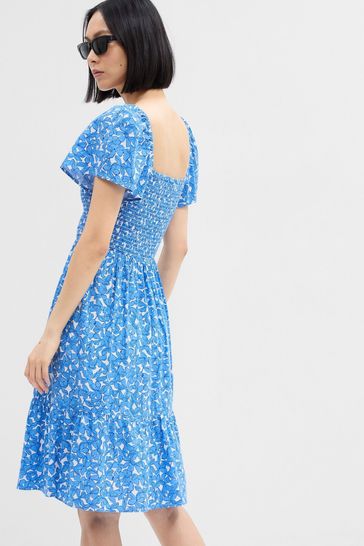 Buy Gap Smocked Squareneck Midi Dress from the Gap online shop