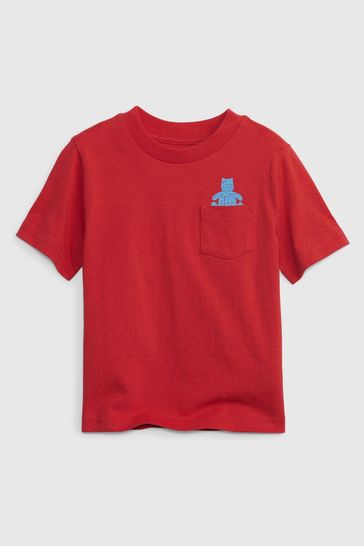 Red Brannan Bear Graphic Short Sleeve Pocket T-Shirt