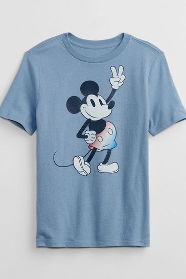 Blue Disney Mickey Mouse Graphic T Shirt