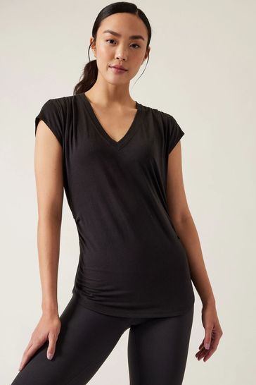 Black v neck t shirt womens discount