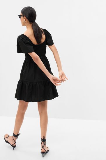 Black flutter sleeve dress top