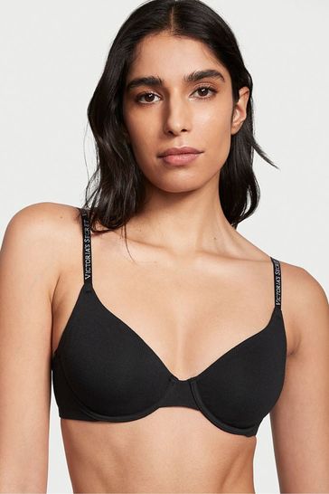 Buy Victoria's Secret Black Smooth Logo Strap Full Cup Push Up T-Shirt Bra  from the Next UK online shop