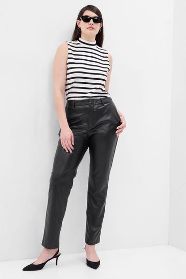Gap Black Mid Rise Faux-Leather Trousers