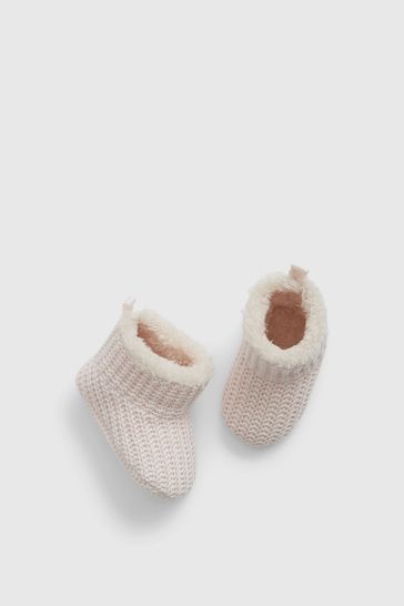 Pink Sherpa-Lined Knit Booties