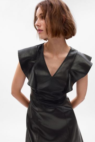 Faux leather deals wrap dress