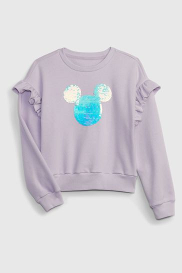 Purple Disney Sequin Graphic Crew Neck Long Sleeve Sweatshirt (4-13yrs)