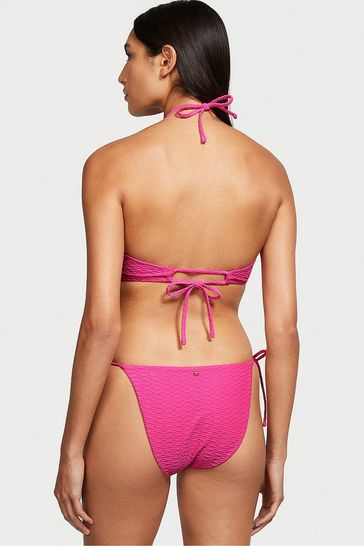 Victoria s Secret Forever Pink Fishnet Tie Side High Leg Bikini Bottom