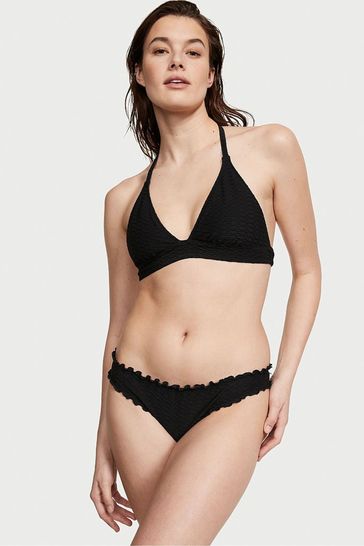 Victoria's Secret Black Fishnet Halter Swim Bikini Top
