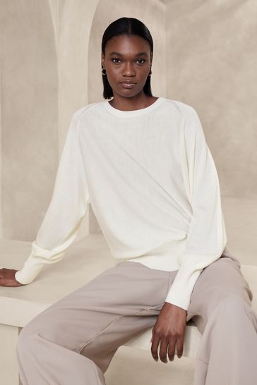 Banana Republic White Telma Merino Jumper