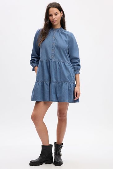 Buy Gap Tiered Mini Shirtdress from the Gap online shop