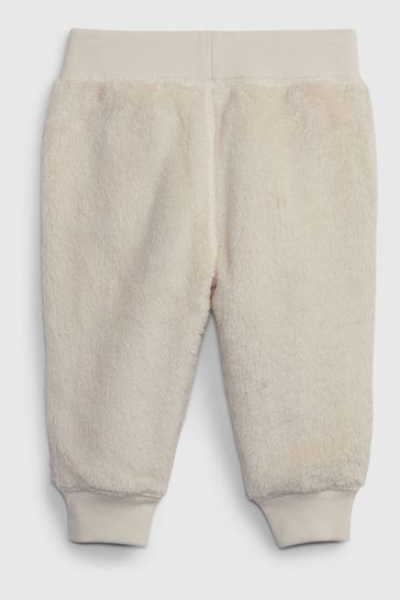 Gap Beige Logo Baby Sherpa Joggers