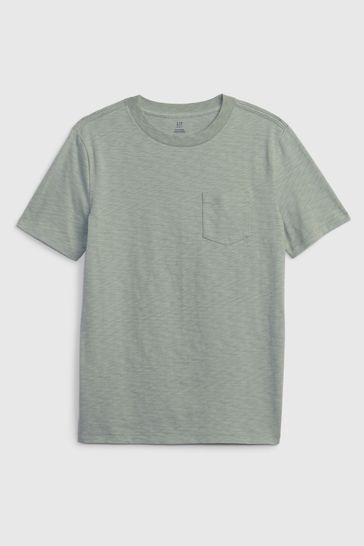 Green Organic Cotton Pocket Short Sleeve Crew Neck T-Shirt (4-13yrs)