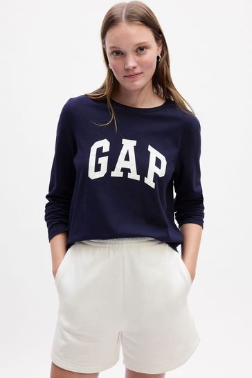 Buy Gap Relaxed Logo Crew Neck Long Sleeve T-Shirt from the Gap online shop