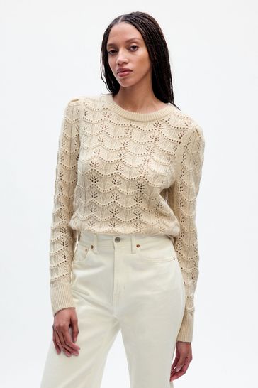 Buy Gap Pointelle Crew Neck Sweater from the Gap online shop