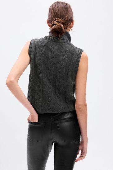Sleeveless mock neck outlet sweater
