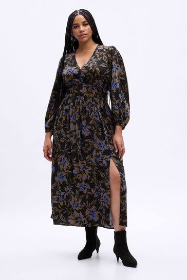 Buy Gap Floral Smocked V Neck Maxi Dress from the Gap online shop