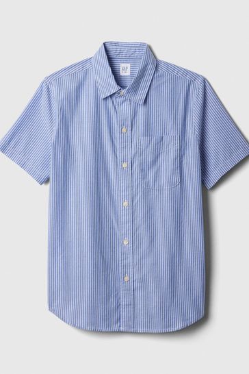Blue Check Poplin Shirt (4-13yrs)