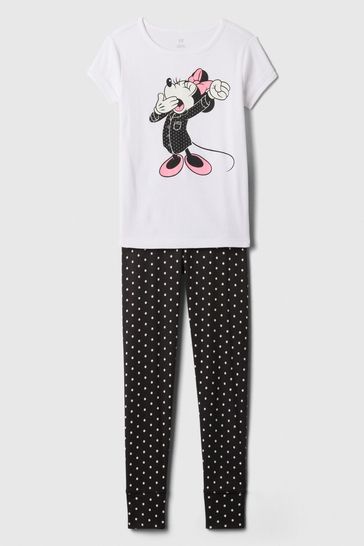Black and White Disney Minnie Mouse Organic Cotton Pyjama Set (4-13yrs)