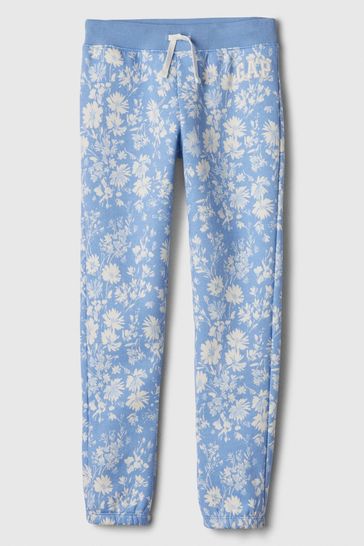 Blue & White Floral Graphic Print Pull On Joggers (4-13yrs)