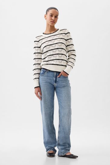 Buy Gap Pointelle Crew Neck Long Sleeve Jumper from the Gap online shop