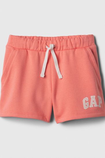 Coral Pink Pull On Logo Jogger Shorts (4-13yrs)