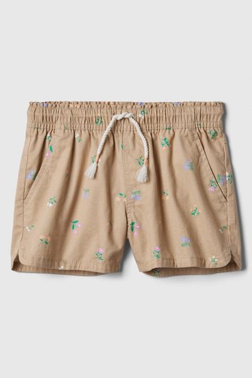 Beige Cotton Easy Pull On Shorts (4-13yrs)