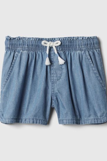Blue Cotton Easy Pull On Shorts (4-13yrs)