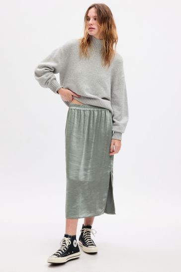 Gap Gold Satin Midi Skirt
