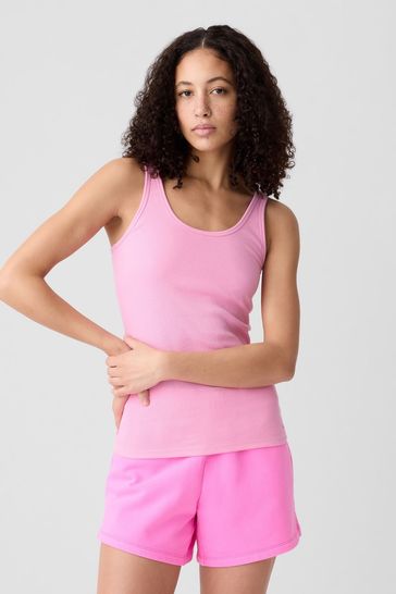 Pink Ribbed Support Pyjama Tank Top