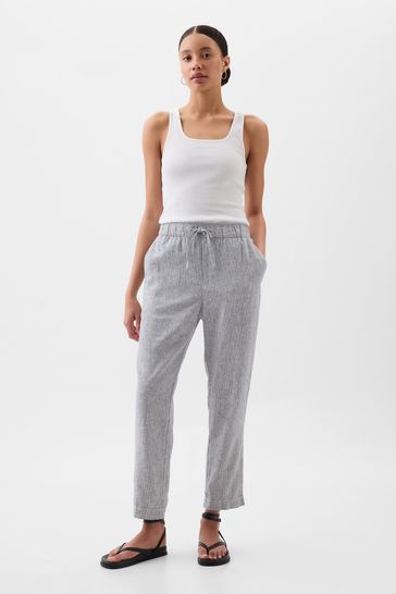Buy Gap Linen Cotton Pull On Taper Trousers from the Gap online shop