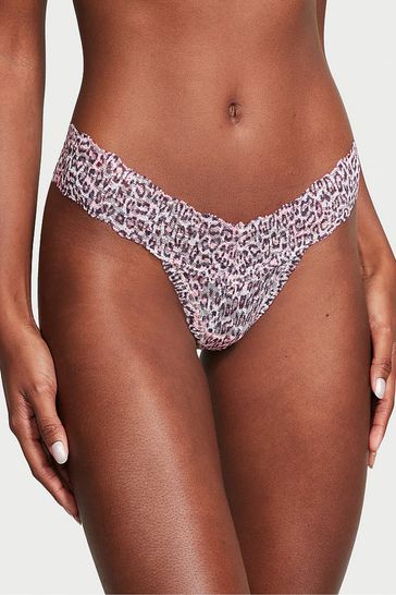 Victoria's Secret Purest Pink Basic Animal Instincts Thong Posey Lace Knickers