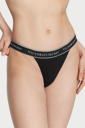 Victoria's Secret Black Logo Tanga Knickers