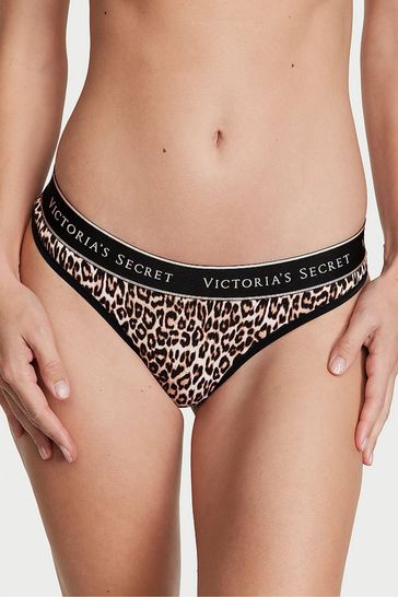Victoria's Secret Leopard Brown Basic Instincts Thong Logo Knickers