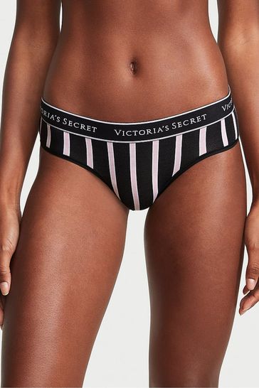 Victoria's Secret Black Classic Stripe Hipster Logo Knickers