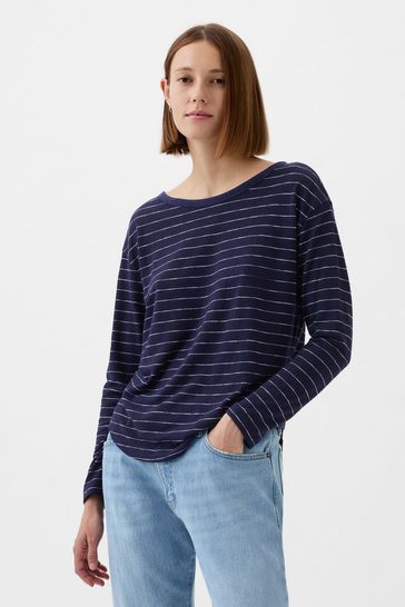 Gap Black Boat Neck Long Sleeve T Shirt