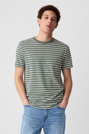 Green Cotton Everyday Soft Stripe T-Shirt