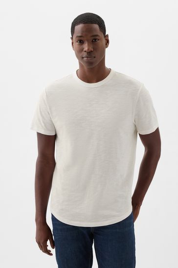 White Cotton Crew Neck Short Sleeve T-Shirt