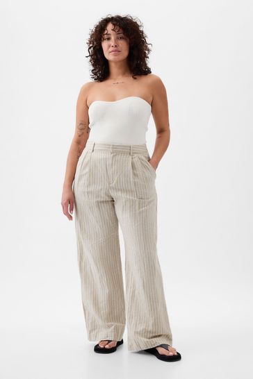 Beige linen trousers womens top