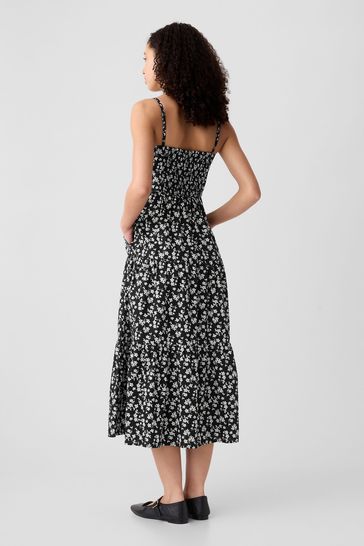 Black floral tiered dress best sale