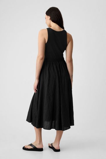 Black cotton sleeveless dress cheap
