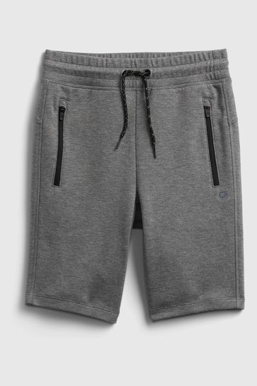 Grey Pull On Zip Pocket Jogger Shorts
